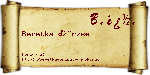 Beretka Örzse névjegykártya